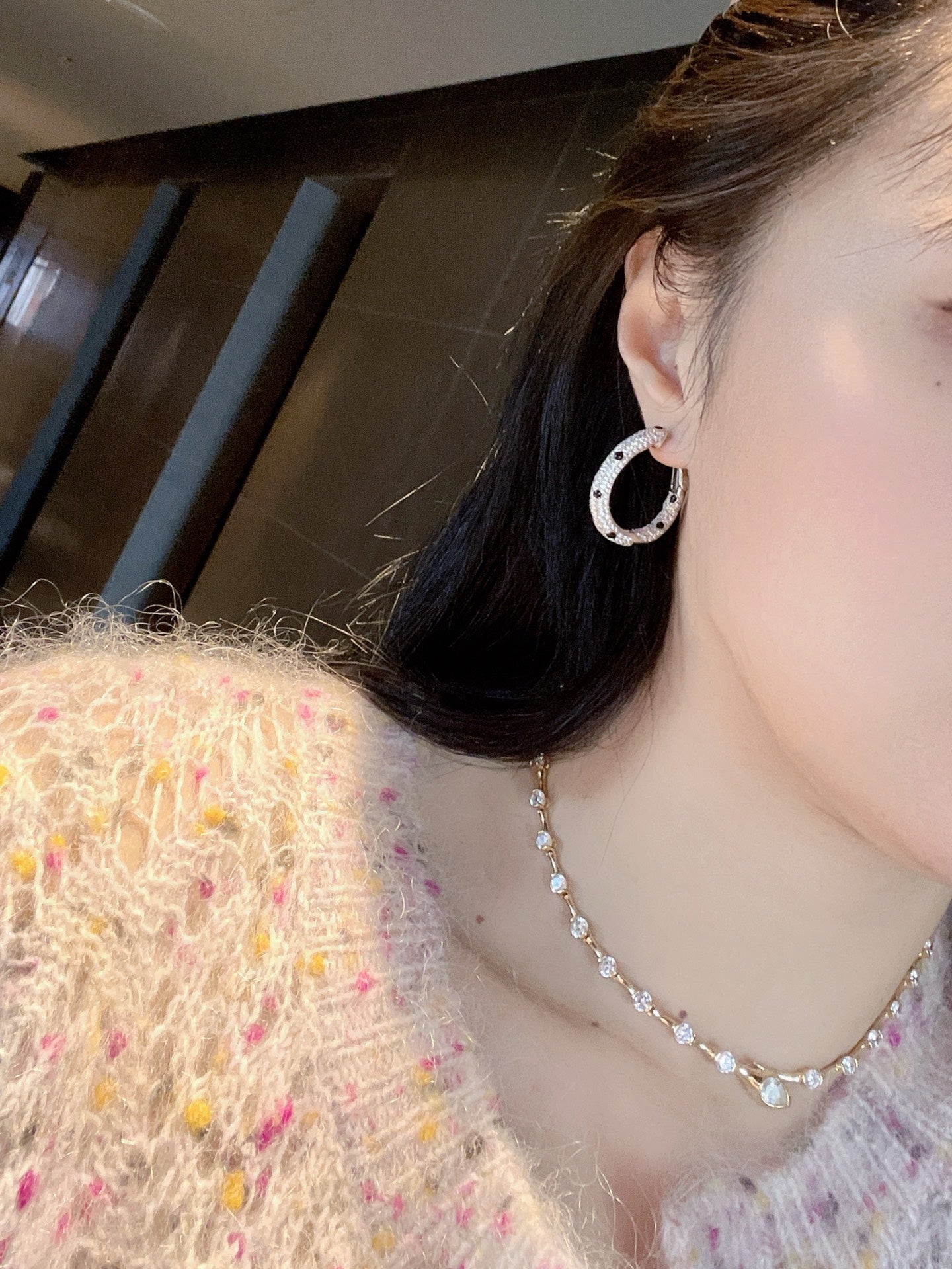 Pavé Leopard Print Hoop Earrings - floysun