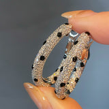Pavé Leopard Print Hoop Earrings - floysun