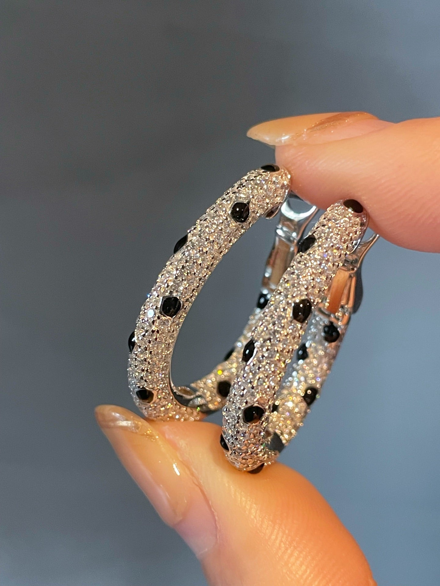 Pavé Leopard Print Hoop Earrings - floysun
