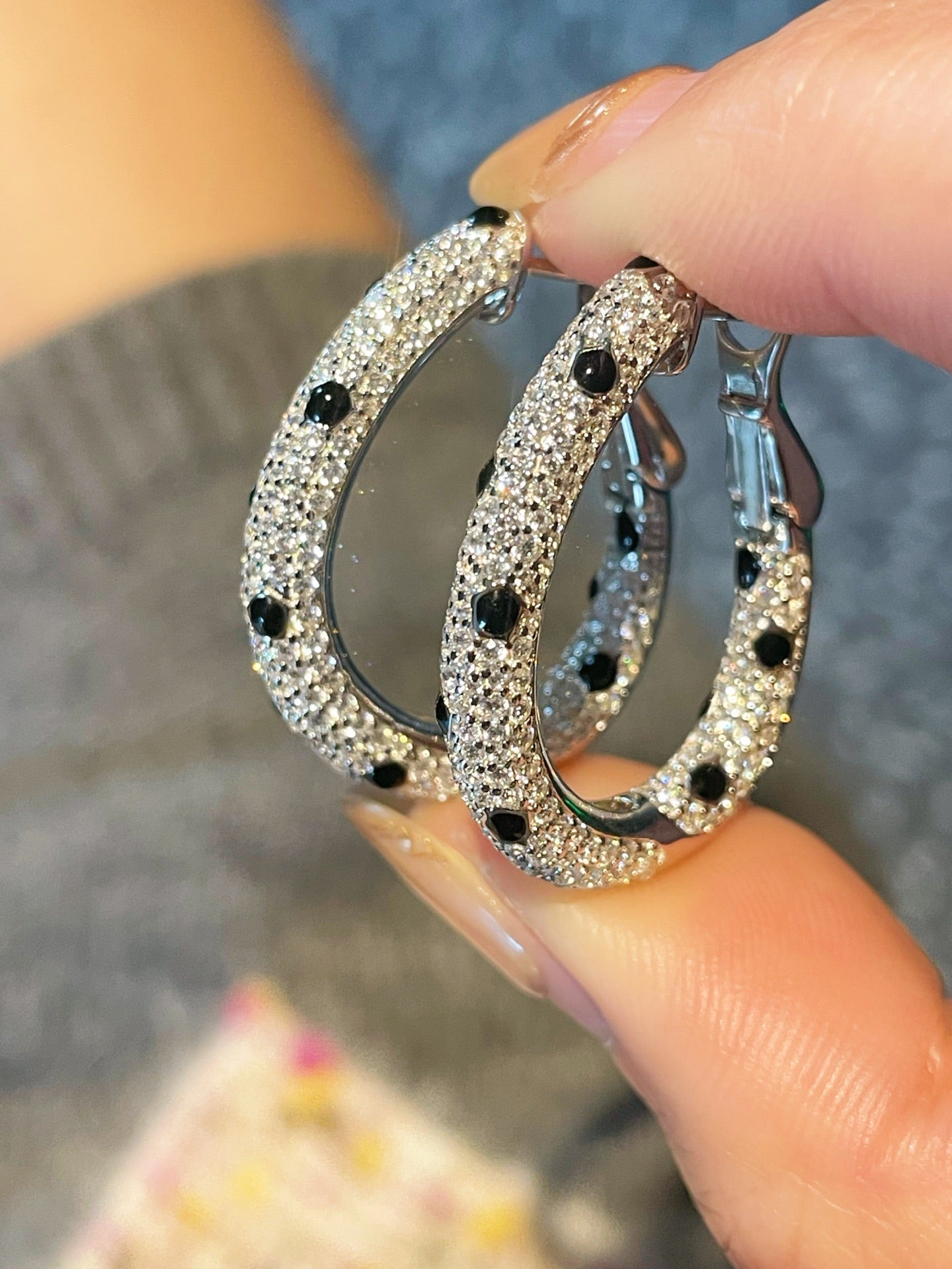 Pavé Leopard Print Hoop Earrings - floysun