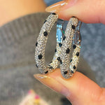 Pavé Leopard Print Hoop Earrings - floysun