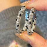 Pavé Leopard Print Hoop Earrings - floysun