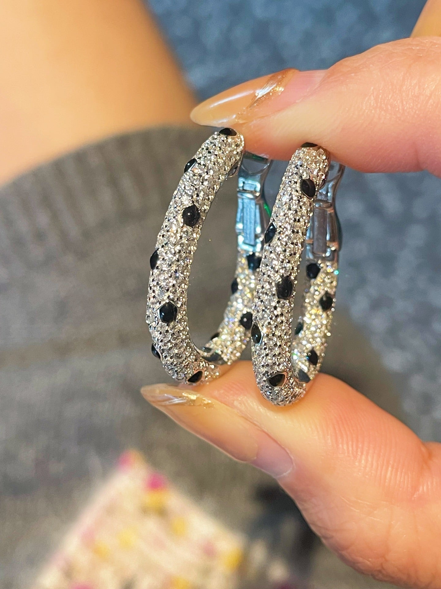 Pavé Leopard Print Hoop Earrings - floysun