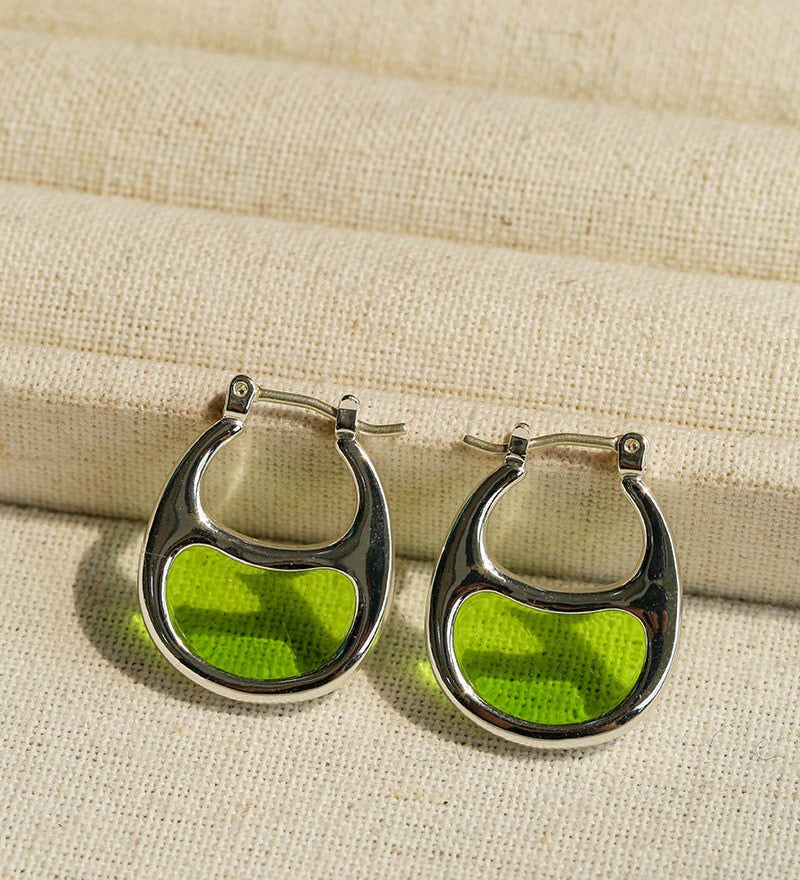 Pea Pod Whimsy – Colorful Glass Hoop Earrings Large & Small Sizes - floysun