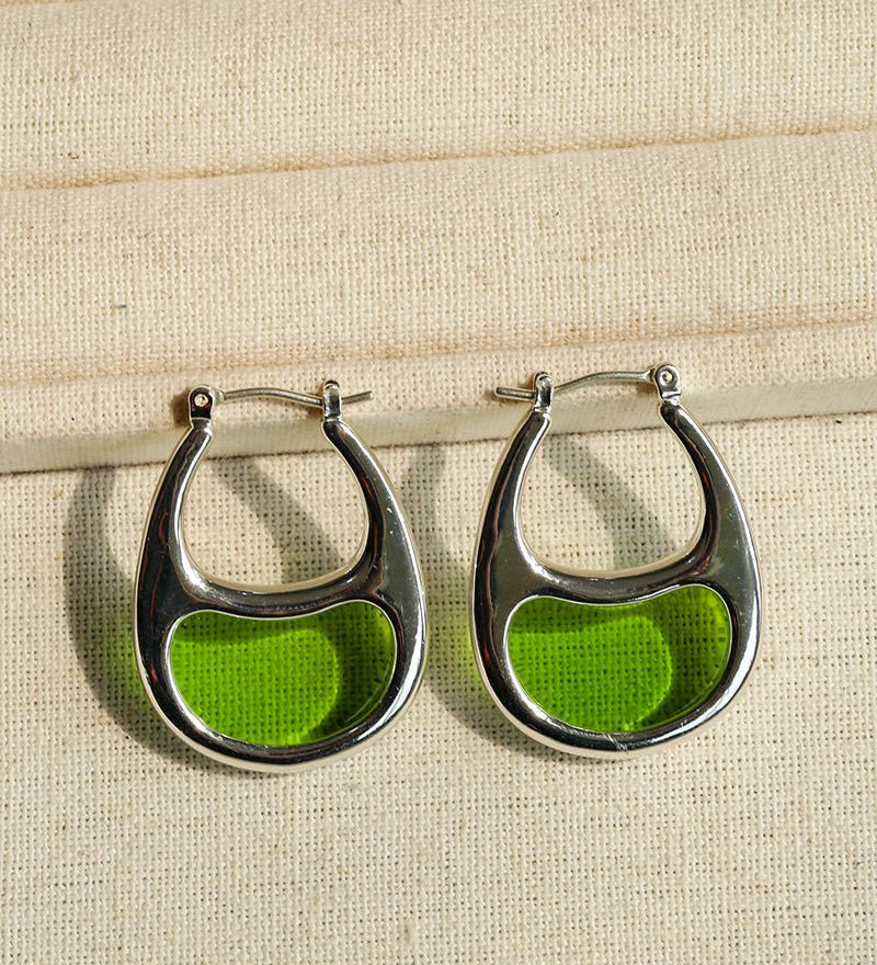 Pea Pod Whimsy – Colorful Glass Hoop Earrings Large & Small Sizes - floysun