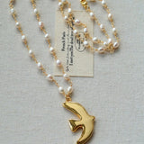 Peace Dove Pendant Pearl Necklace - floysun