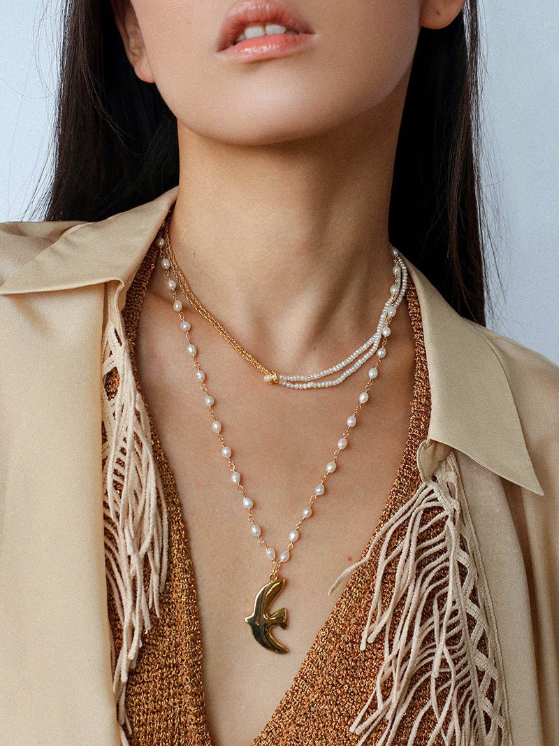 Peace Dove Pendant Pearl Necklace - floysun