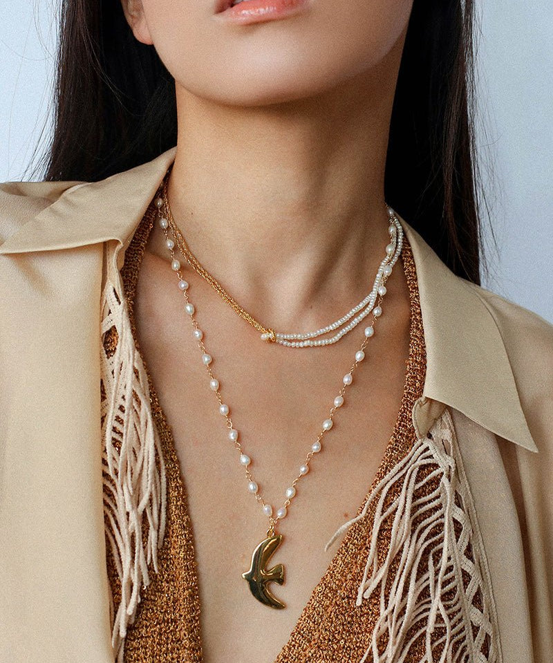 Peace Dove Pendant Pearl Necklace - floysun