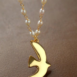 Peace Dove Pendant Pearl Necklace - floysun