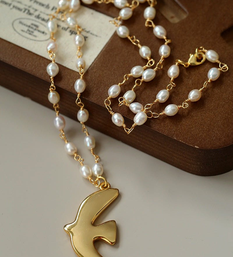 Peace Dove Pendant Pearl Necklace - floysun