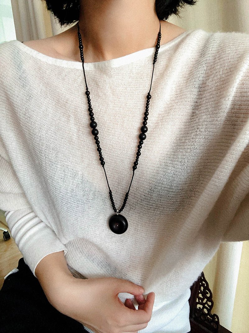 Peace Fruit Ebony Wood Necklace - floysun