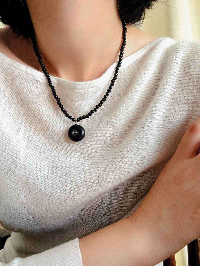 Peace Fruit Ebony Wood Necklace - floysun