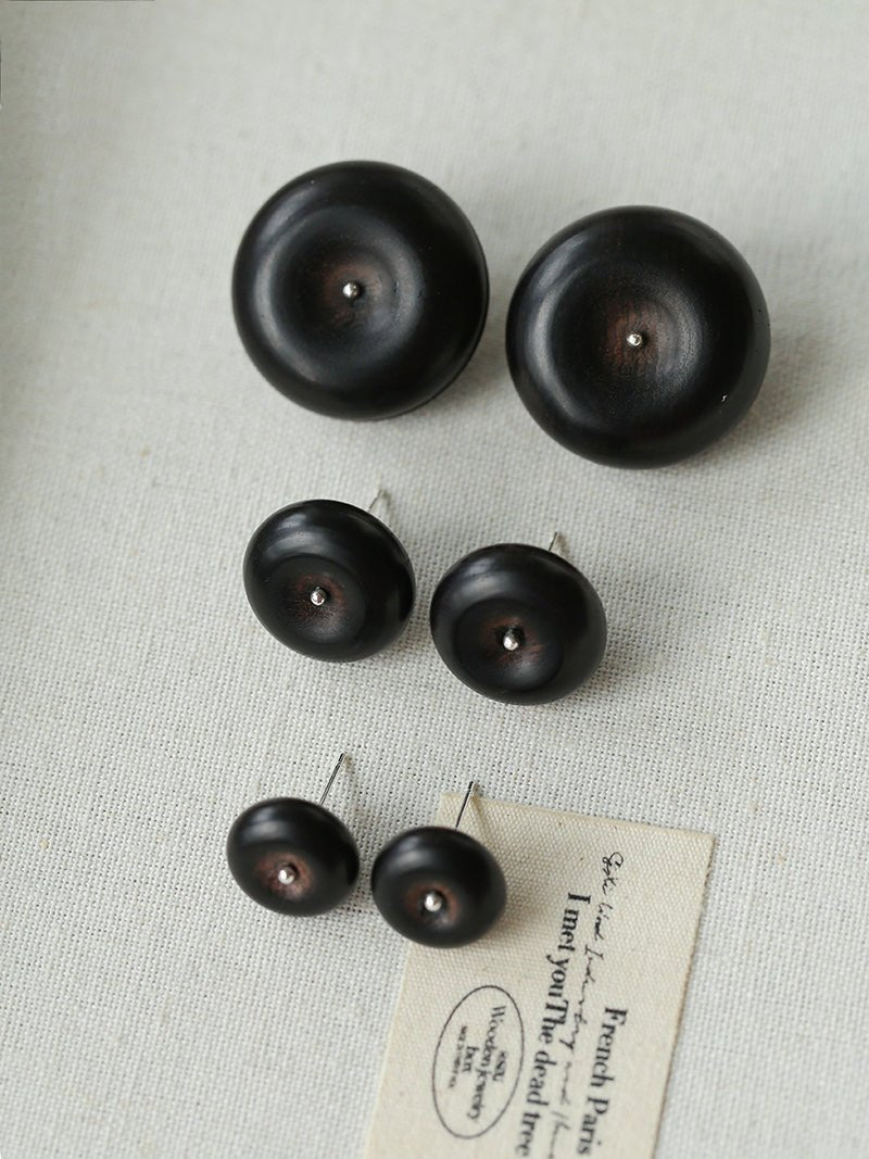 Peace Fruit Ebony Wood Stud Earrings - floysun