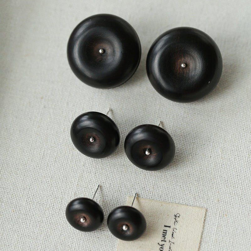 Peace Fruit Ebony Wood Stud Earrings - floysun