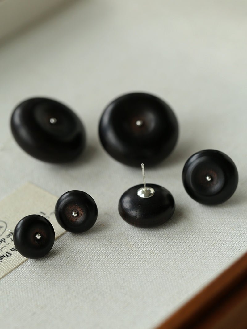 Peace Fruit Ebony Wood Stud Earrings - floysun