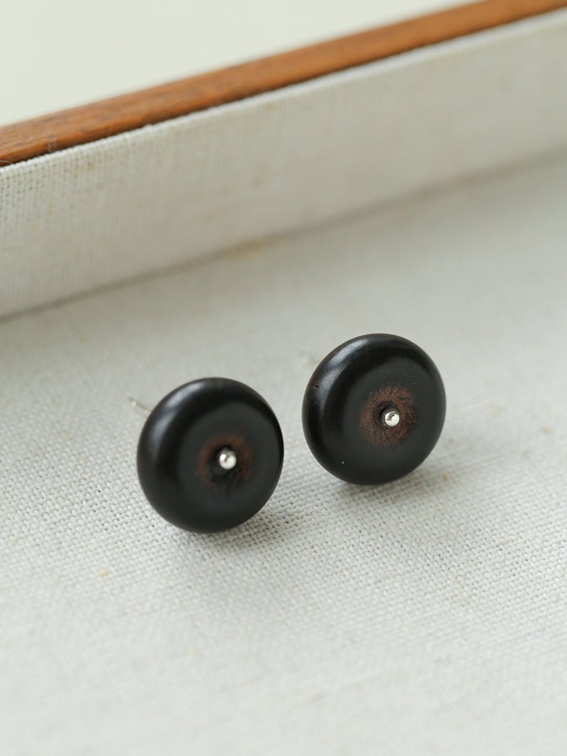 Peace Fruit Ebony Wood Stud Earrings - floysun