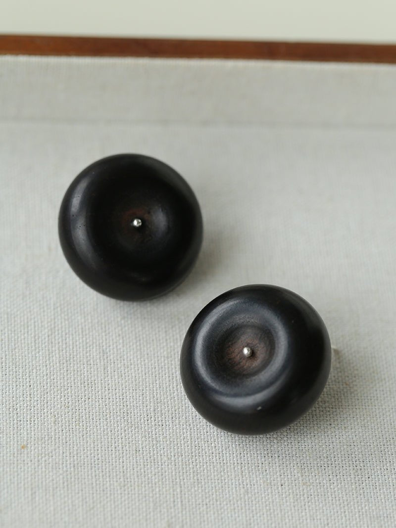 Peace Fruit Ebony Wood Stud Earrings - floysun