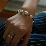 Peanut Woven Bracelet – White Crystal & Shell Beads - floysun