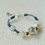 Peanut Woven Bracelet – White Crystal & Shell Beads - floysun