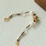 Peanut Woven Bracelet – White Crystal & Shell Beads - floysun