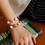 Peanut Woven Bracelet – White Crystal & Shell Beads - floysun