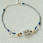 Peanut Woven Necklace – White Crystal & Shell Beads - floysun