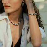 Peanut Woven Necklace – White Crystal & Shell Beads - floysun