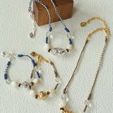Peanut Woven Necklace – White Crystal & Shell Beads - floysun