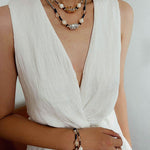 Peanut Woven Necklace – White Crystal & Shell Beads - floysun