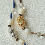 Peanut Woven Necklace – White Crystal & Shell Beads - floysun