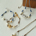 Peanut Woven Necklace – White Crystal & Shell Beads - floysun