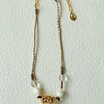 Peanut Woven Necklace – White Crystal & Shell Beads - floysun