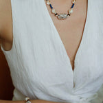 Peanut Woven Necklace – White Crystal & Shell Beads - floysun