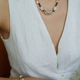 Peanut Woven Necklace – White Crystal & Shell Beads - floysun