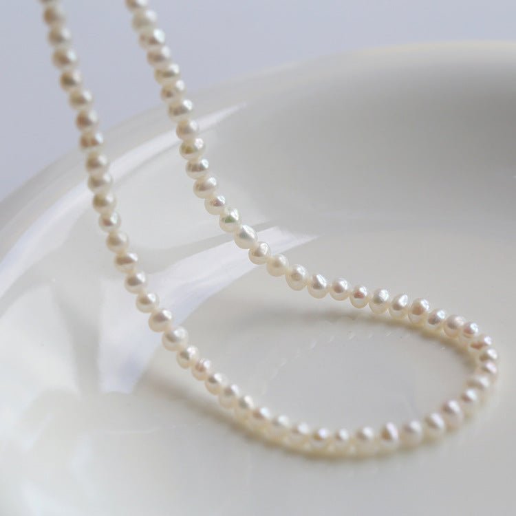 Pearl Collar Necklace with Gold Beads - floysun