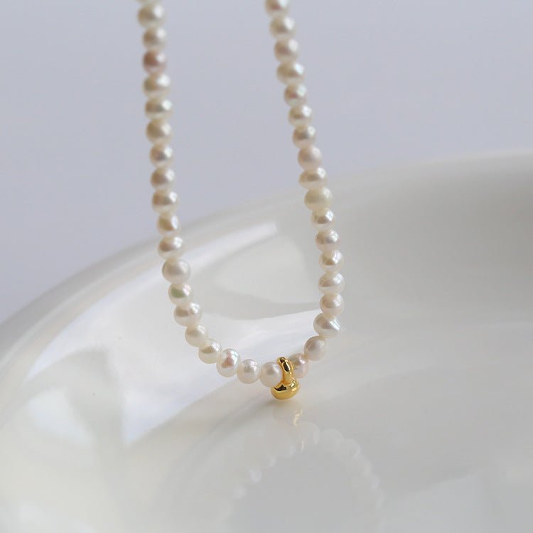 Pearl Collar Necklace with Gold Beads - floysun