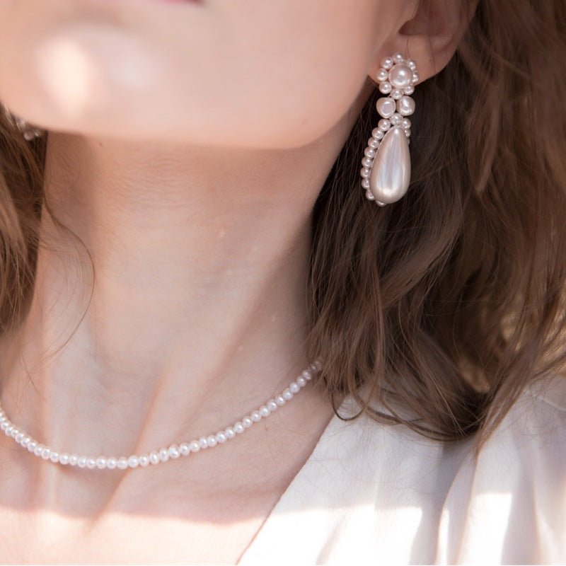 Pearl Collar Necklace with Gold Beads - floysun