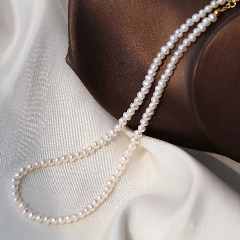 Pearl Collar Necklace with Gold Beads - floysun