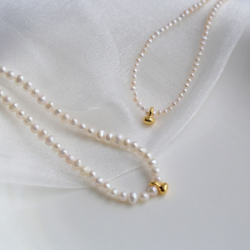 Pearl Collar Necklace with Gold Beads - floysun