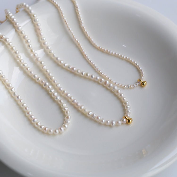 Pearl Collar Necklace with Gold Beads - floysun