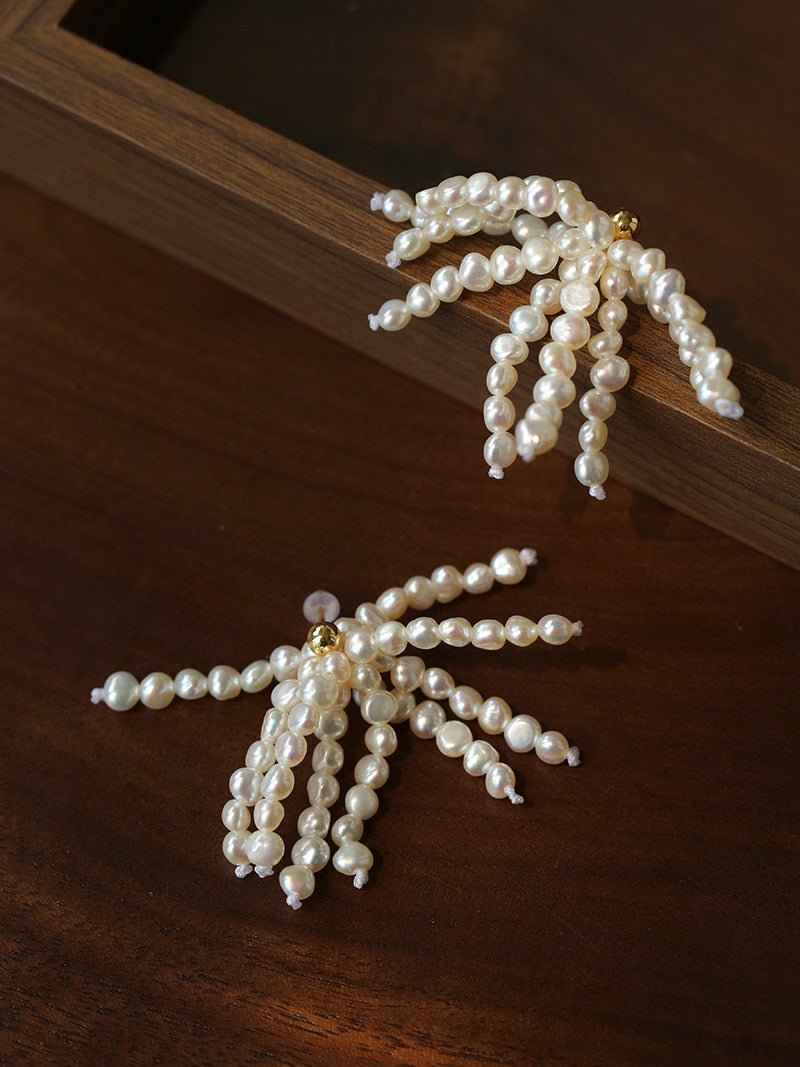 Pearl Firework Earrings | Freshwater Pearl Tassel Earrings - floysun