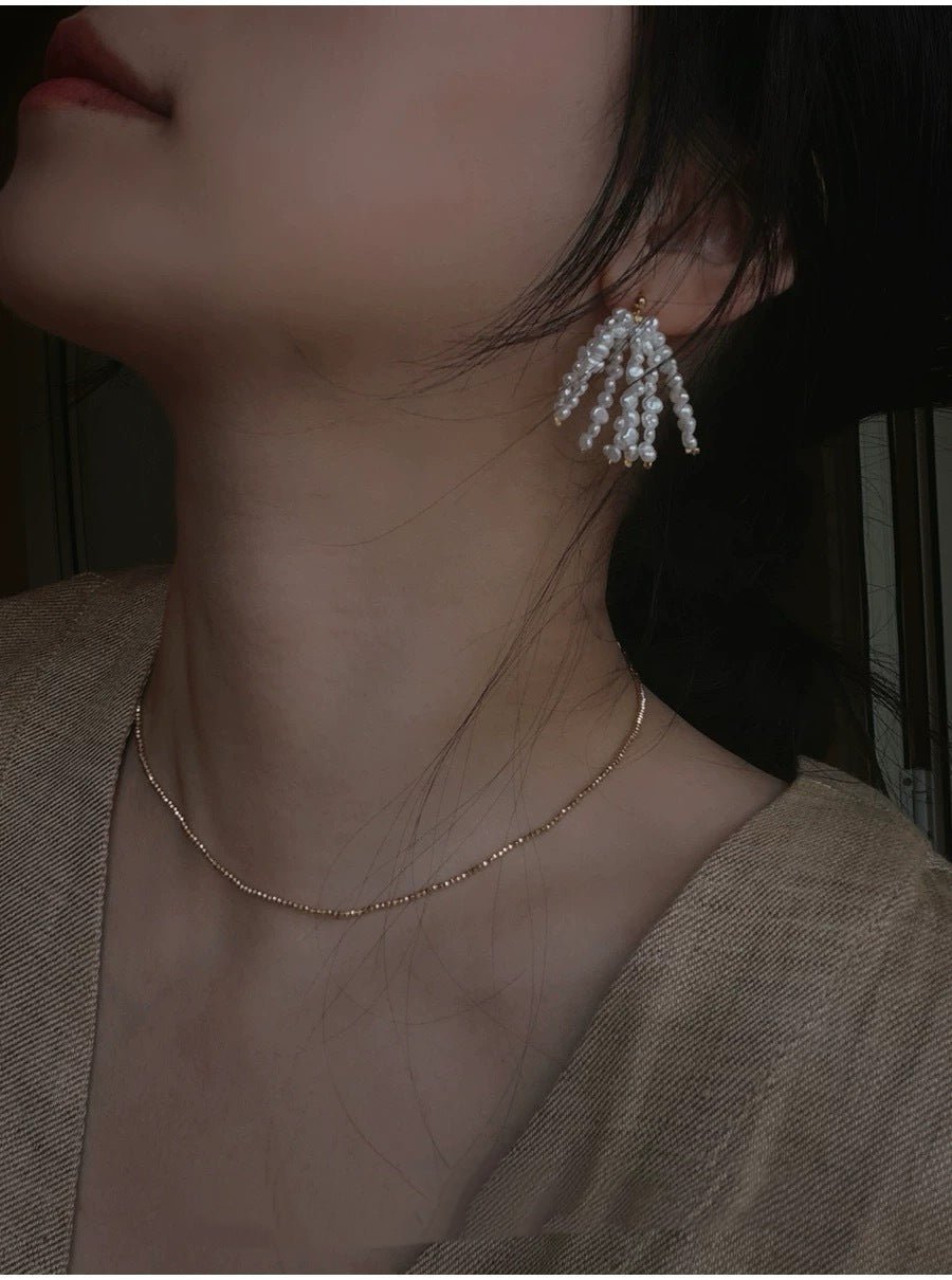 Pearl Firework Earrings | Freshwater Pearl Tassel Earrings - floysun