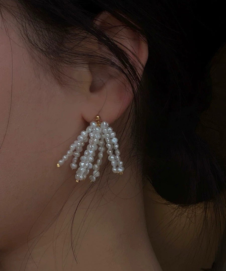 Pearl Firework Earrings | Freshwater Pearl Tassel Earrings - floysun