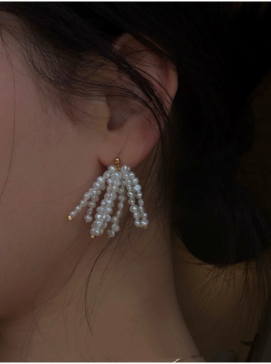 Pearl Firework Earrings | Freshwater Pearl Tassel Earrings - floysun