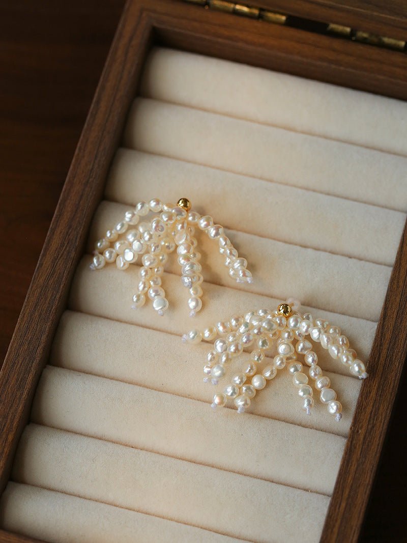 Pearl Firework Earrings | Freshwater Pearl Tassel Earrings - floysun