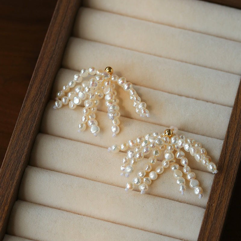 Pearl Firework Earrings | Freshwater Pearl Tassel Earrings - floysun