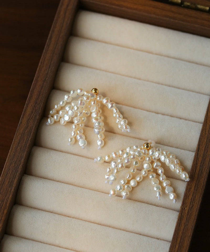 Pearl Firework Earrings | Freshwater Pearl Tassel Earrings - floysun