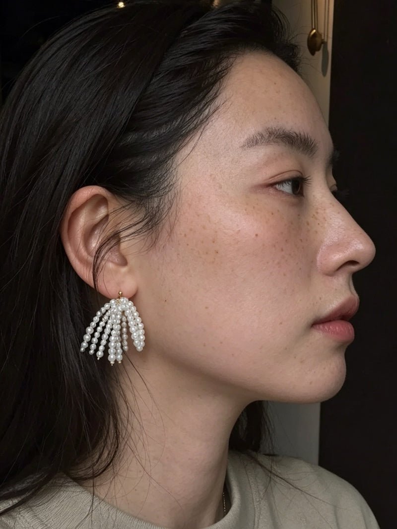 Pearl Firework Earrings | Freshwater Pearl Tassel Earrings - floysun