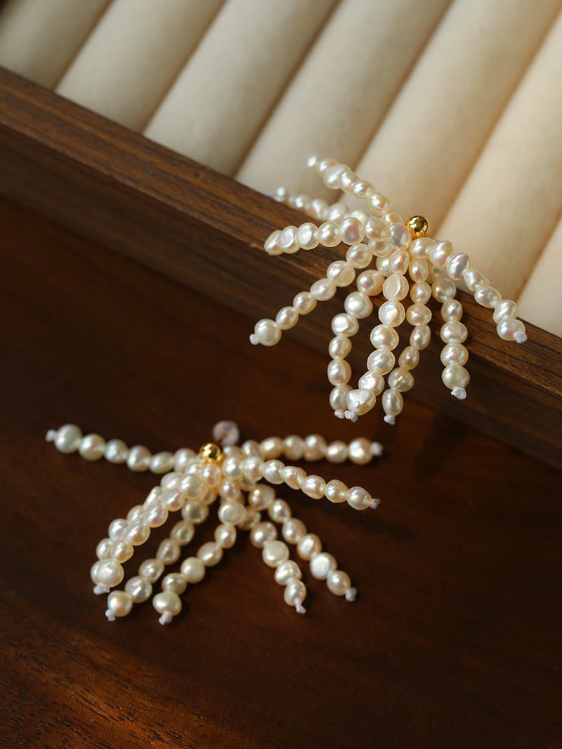 Pearl Firework Earrings | Freshwater Pearl Tassel Earrings - floysun