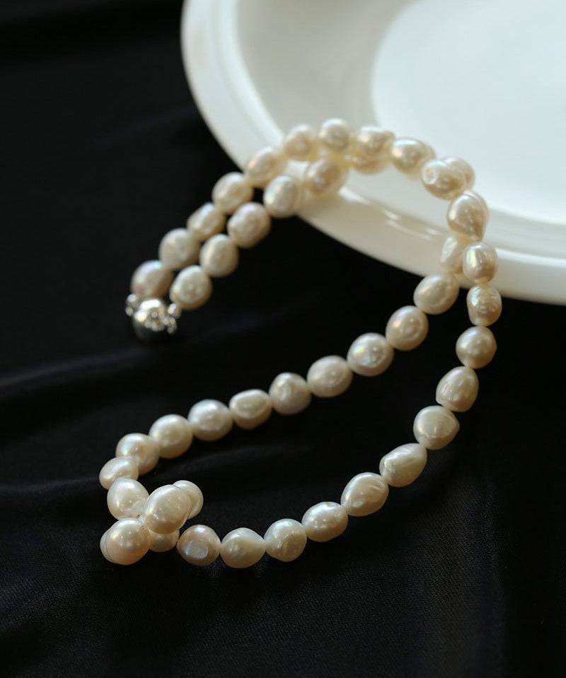 Pearl Loop - Wrapped Grey Necklace - floysun